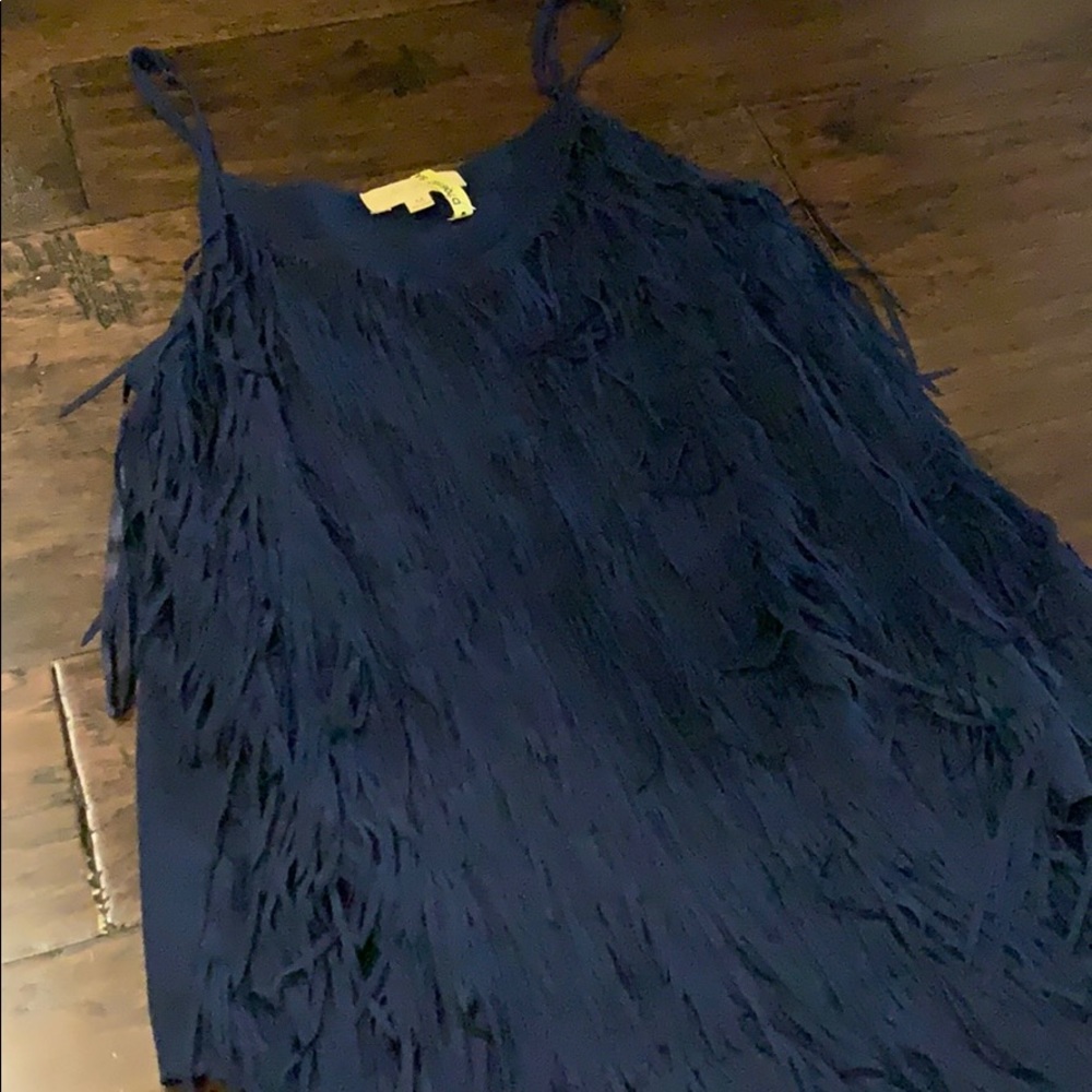 Navy blue fringe blouse